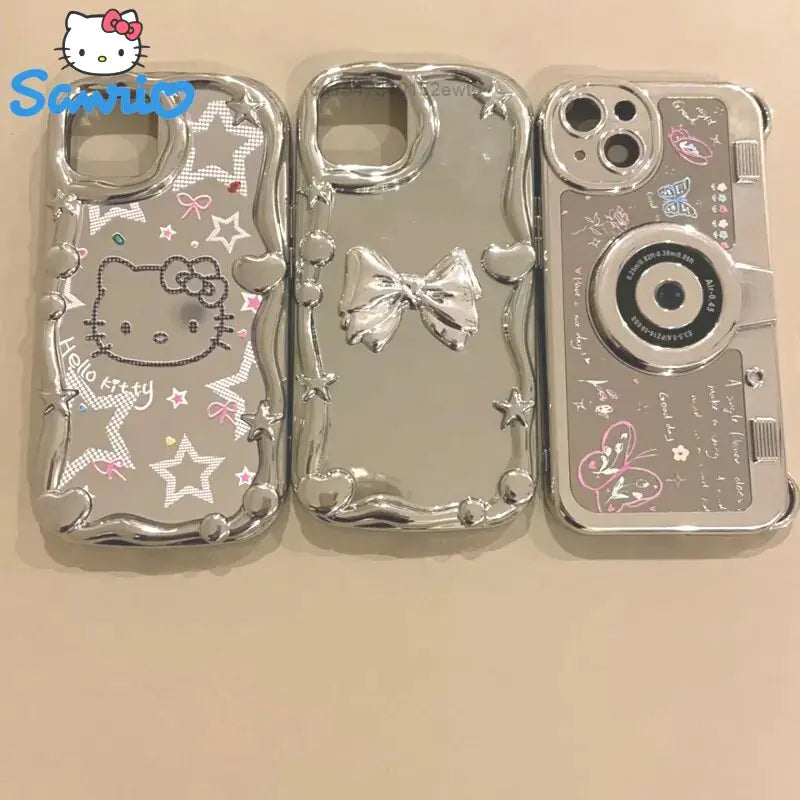 HK & Kuromi Electroplated Silver Phone Case