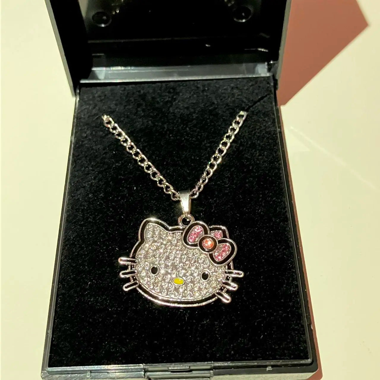 HK Pink Bow Diamanté Necklace