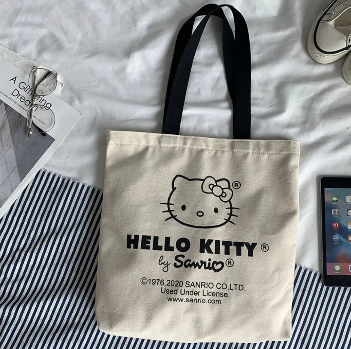 HK Beige Tote Bag