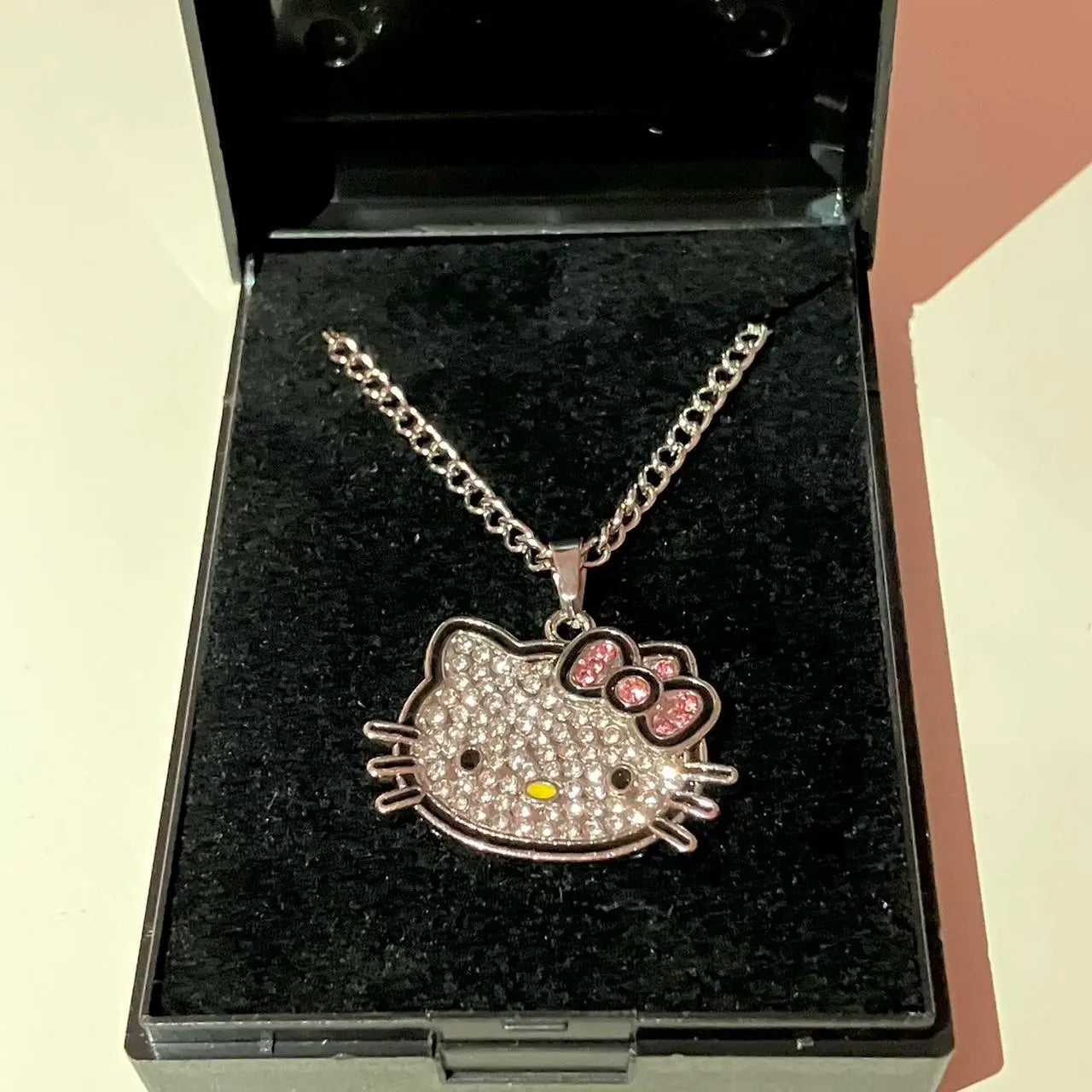 HK Pink Bow Diamanté Necklace