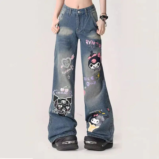 Sanrio Kuromi Graffiti High Waist Jeans