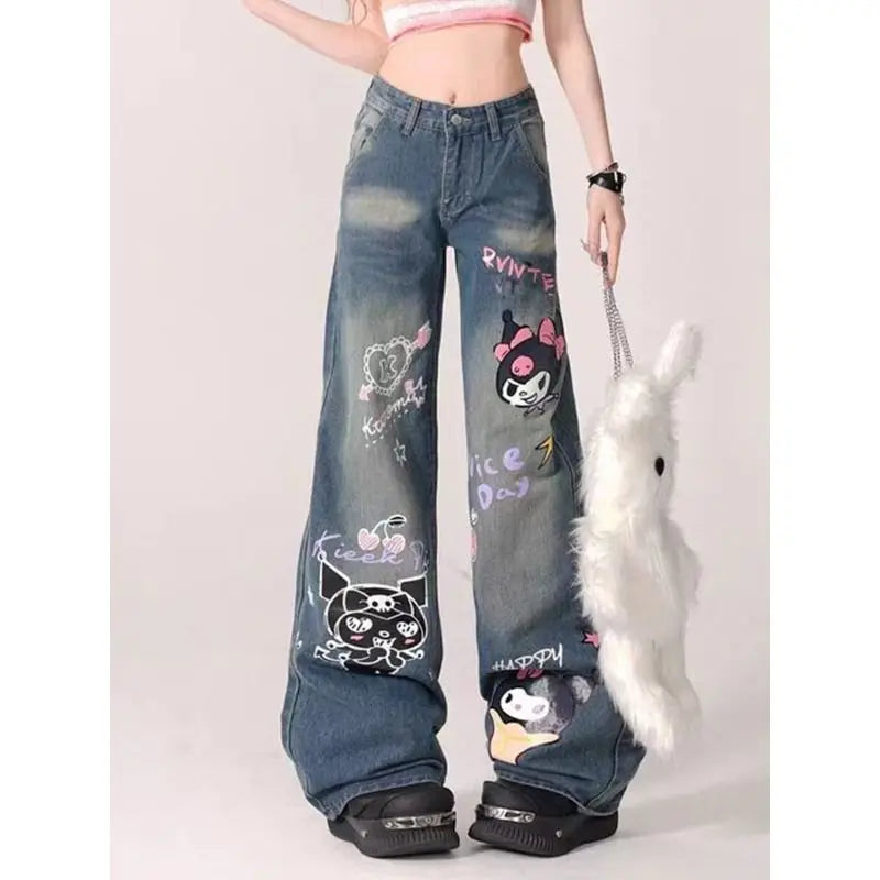 Sanrio Kuromi Graffiti High Waist Jeans