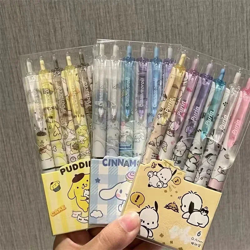 6Pcs Sanrio Gel Pen HK & Kuromi